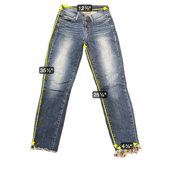 Paige Denim-Womens Kylie Crop-Denim Dark Wash Distressed Hem Jeans-Size W25 - Picture 2 of 16